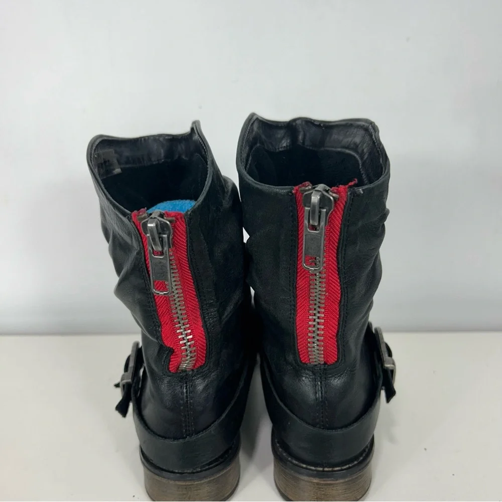 REMONTE black leather moto combat boots - Picture 7 of 11